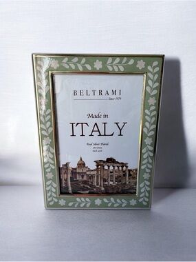 Green Floral Picture Frame - Made in Italy 4”x6” photo